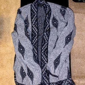 Soft gray and black knit cardigan